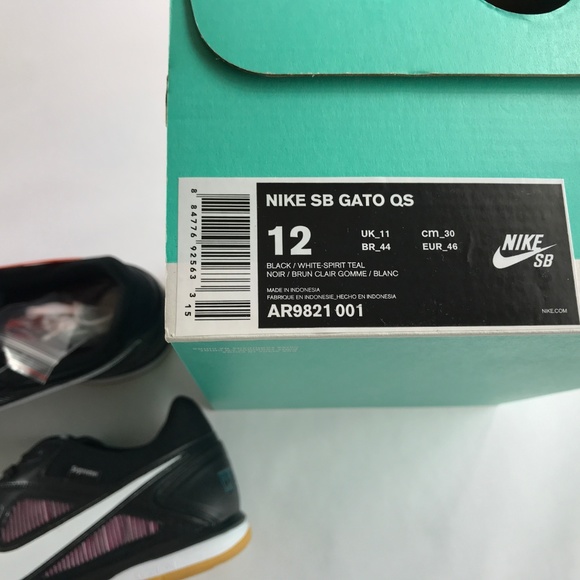 Nike Supreme Gato Sb "Black Red Gum Bottom" Sz 12 - Picture 5 of 5